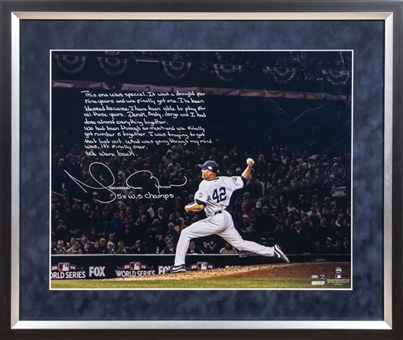 Mariano Rivera Signed and Handwritten 2009 World Series Story Framed 16x20 Metallic Photograph (Steiner) 